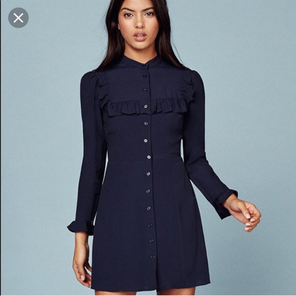 Reformation Maia navy mini dress size 2. New